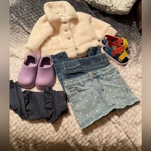 Toddler girls 18 M BUNDLE JESSICA SIMPSON FUR WATER SHOES SANDAL LEGGING & SKIRT